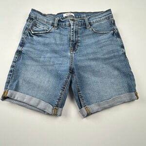 Kensie Women's Jeans The Short Denim Shorts Mid Rise Rolled Hem Medium Wash 6/28